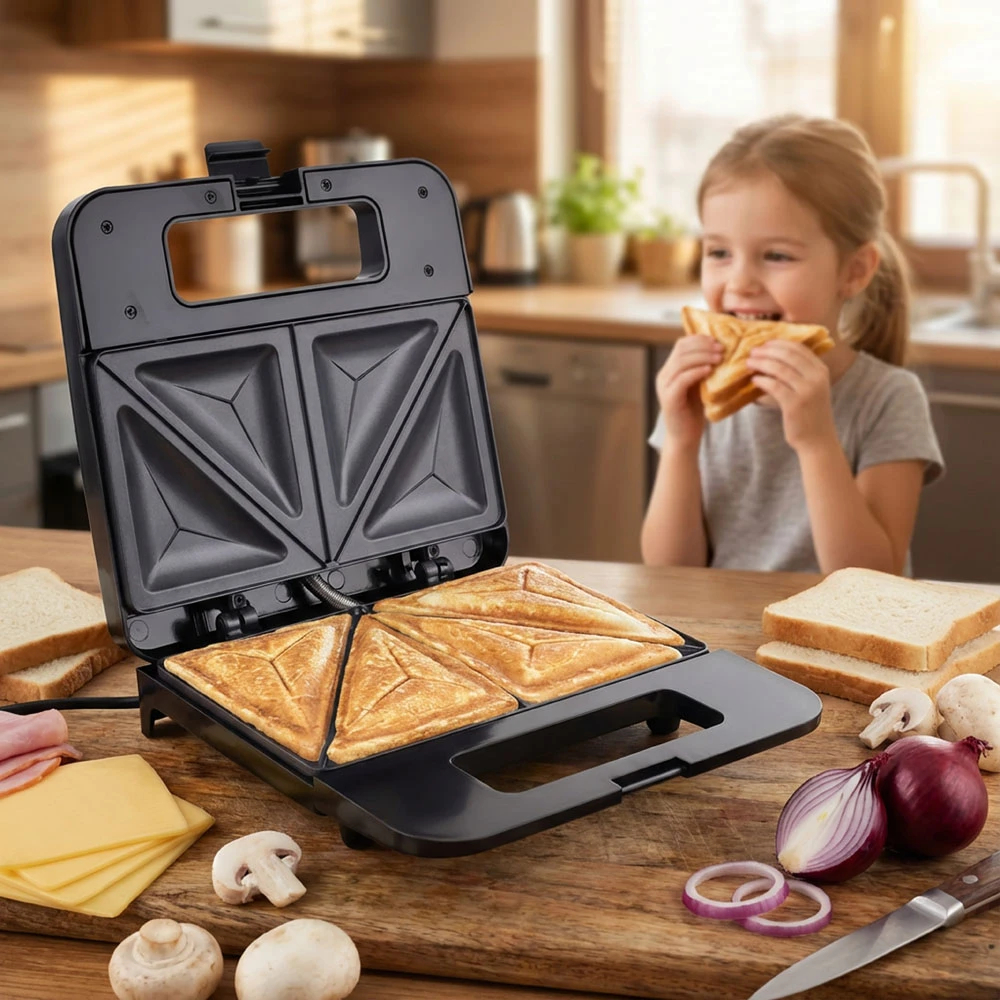 Sumuštinių keptuvas Sumuštinių Keptuvė - Esperanza PARMIGIANO 1000W 4-Sumuštinių Nesvylančio Juoda