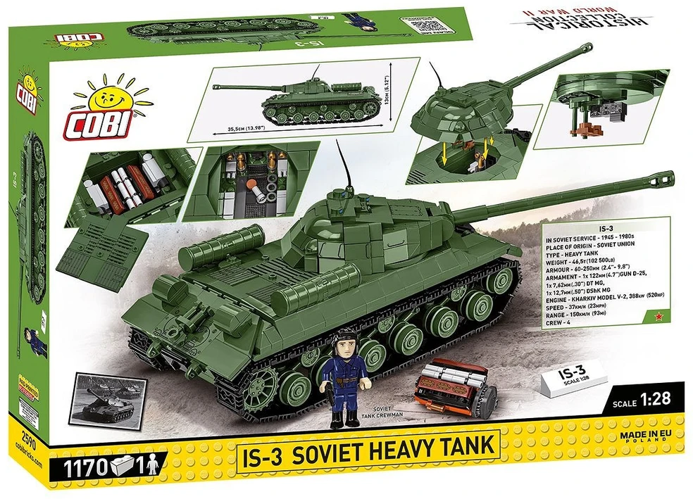 COBI IS-3 retro sunkusis tankas – konstruktorius, 1:28, 1170 det.