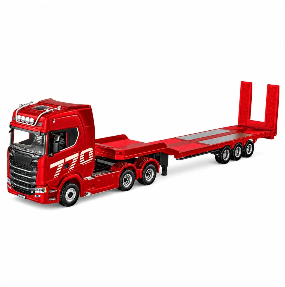 Huina RC sunkvežimis Scania 770S su priekaba, raudonas, 1:18
