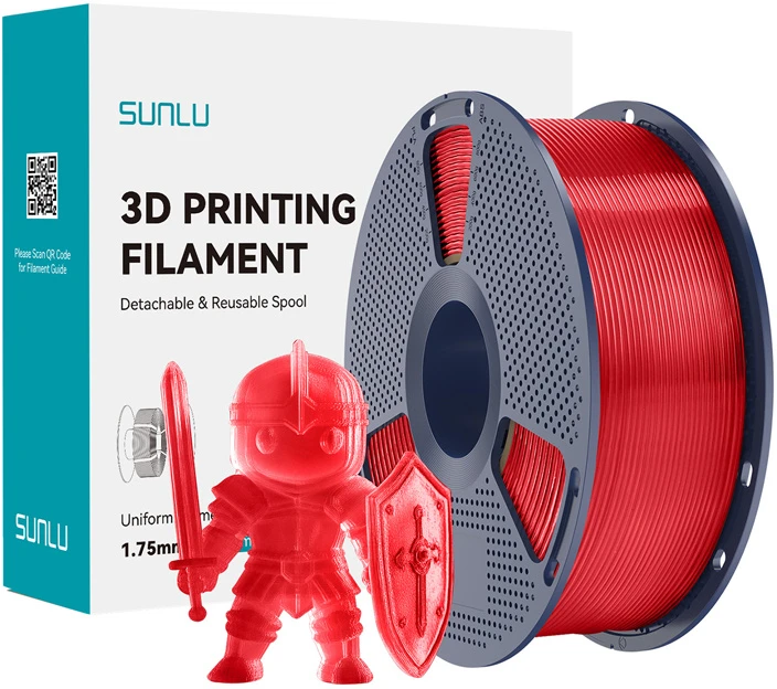 Sunlu PLA+ Filament (Transparent Raudona)