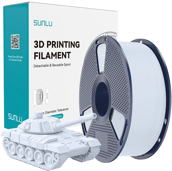 „Sunlu PLA+“ didelės spartos baltos spalvos gija