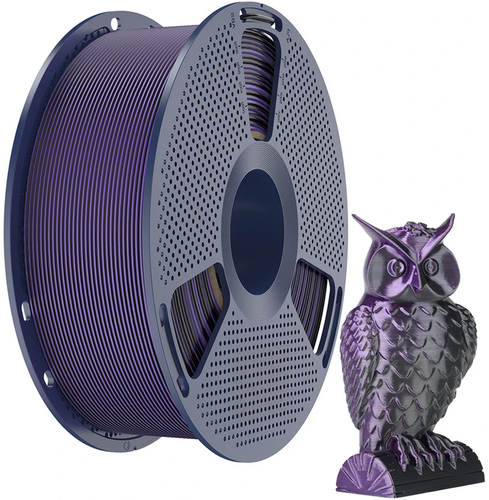 Sunlu PLA+ Silk Dual Color Filament (Juodas and Violetinė)