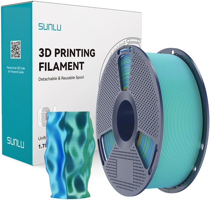 Sunlu PLA+ Silk Dual Color Filament (mėlynas-žalias)