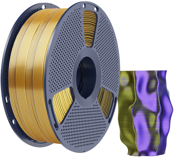 Sunlu PLA+ Silk Tri-Color Filament (Juodas, Gold, and Violetinė)