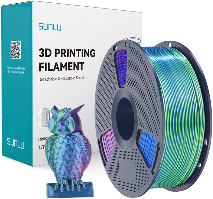 Sunlu PLA+ Silk Tri-Color Filament (mėlynas-žalias-violetinė)
