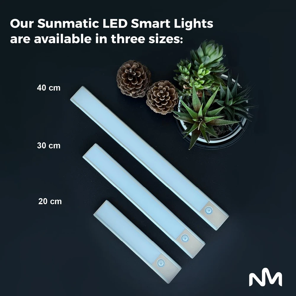 Lubinis šviestuvas „Sunmatic“ – LED jutiklinis šviestuvas, 30 cm (2 vnt. pakuotėje)