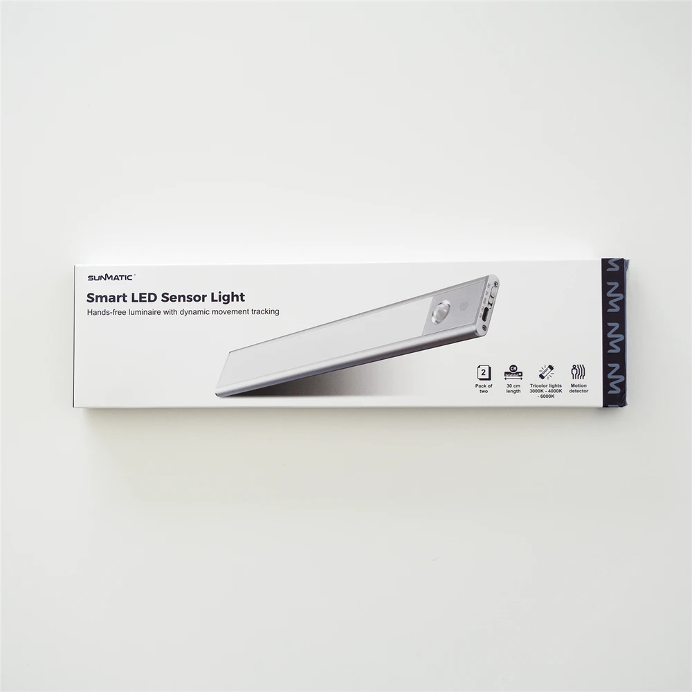 Lubinis šviestuvas „Sunmatic“ – LED jutiklinis šviestuvas, 30 cm (2 vnt. pakuotėje)