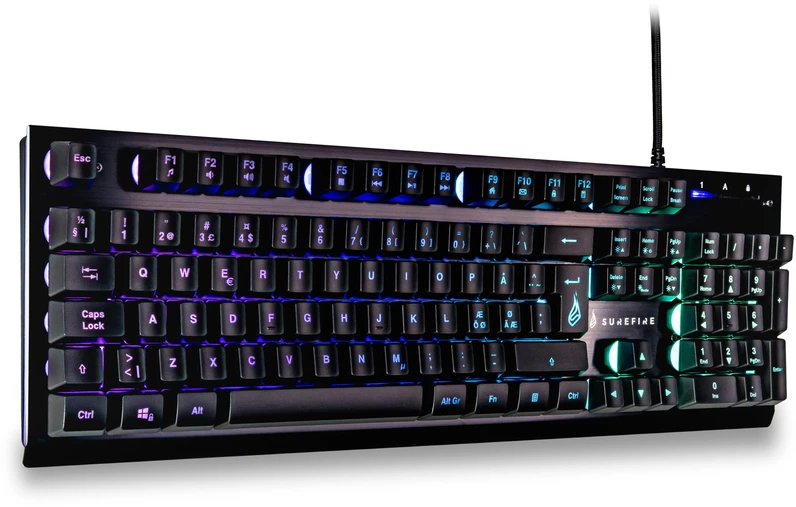 „SUREFIRE“ – „KingPin X2 Metal“ žaidimų klaviatūra RGB, QWERTY, Nordic