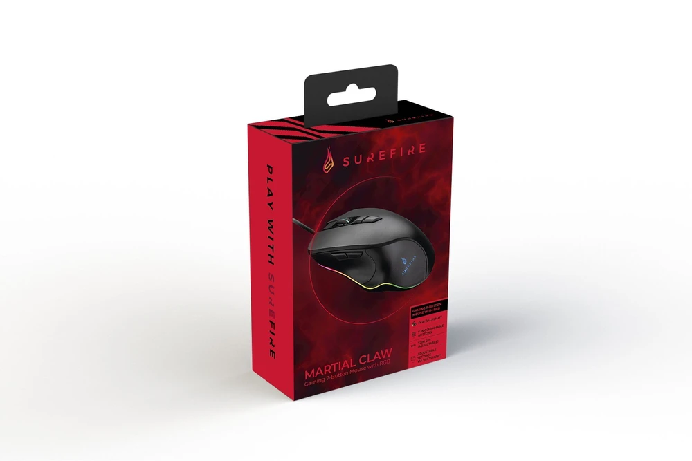 SUREFIRE – „Martial Claw“ žaidimų pelė su 7 mygtukais ir RGB apšvietimu