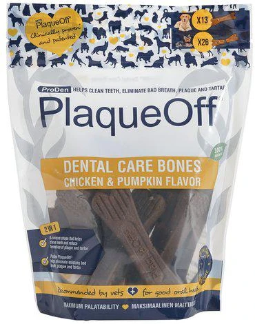 Swedencare „PlaqueOff“ – dantų kaulai su vištiena ir moliūgu, 480 g – (721.0045)