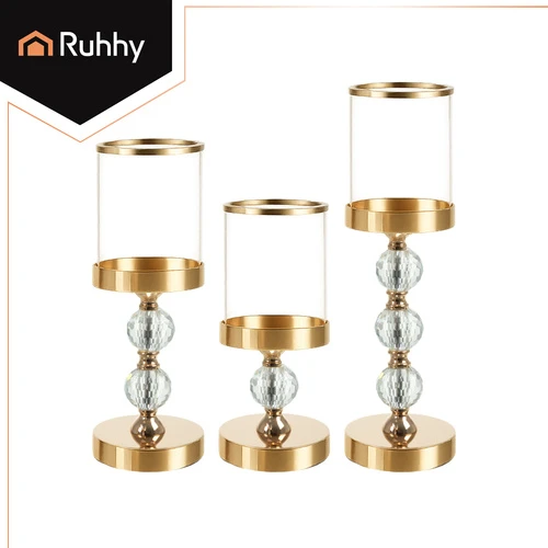 Candlestick - lantern set 3 pcs auksinis Ruhhy 26487