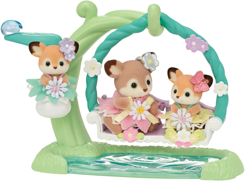 SYLVANIAN FAMILIES Mažyliai elniukai su gėlių sūpynėmis