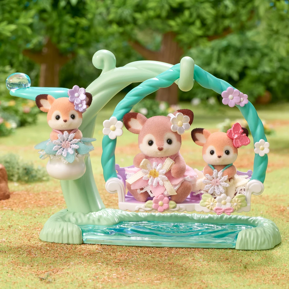 SYLVANIAN FAMILIES Mažyliai elniukai su gėlių sūpynėmis