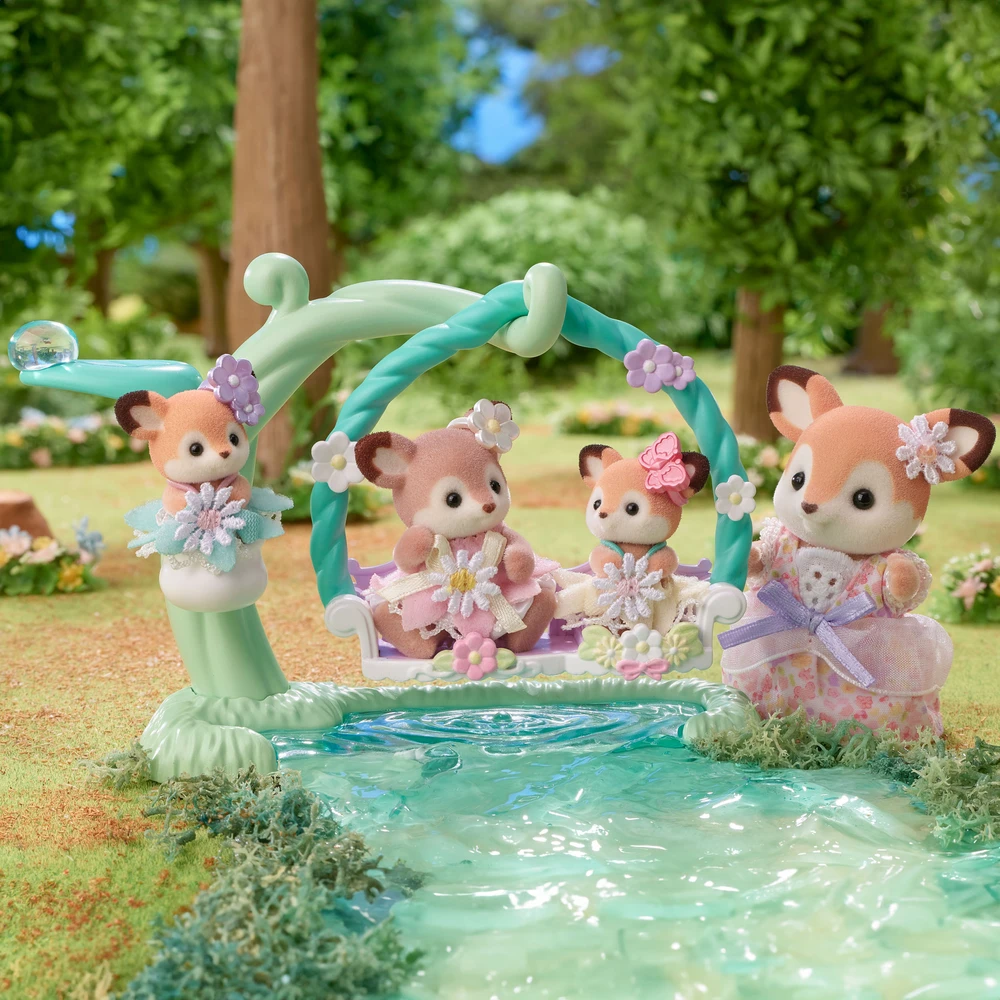 SYLVANIAN FAMILIES Mažyliai elniukai su gėlių sūpynėmis