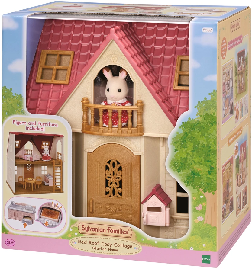 „Sylvanian Families“ – naujas raudonu stogu įrengtas jaukus namelis pradedantiesiems (5567)