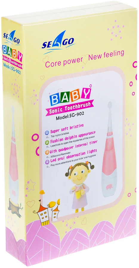 Šepetėlis SEAGO ultragarsinis dantų šepetėlis vaikams, rožinis, 1xAAA 1.5V (nepridedamas), 4 galvutės, SG-902 Rožinė