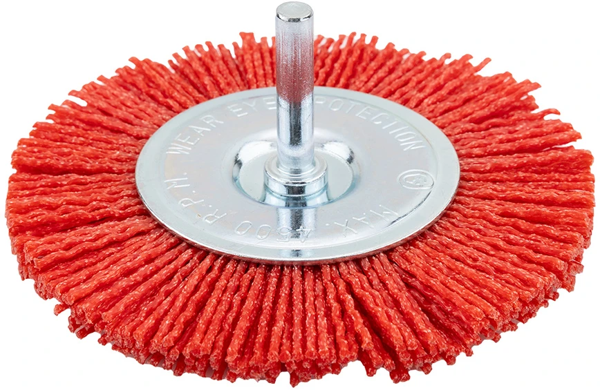 Szczotka 100 mm nailoninis diskinis šepetys su 6 mm kotu