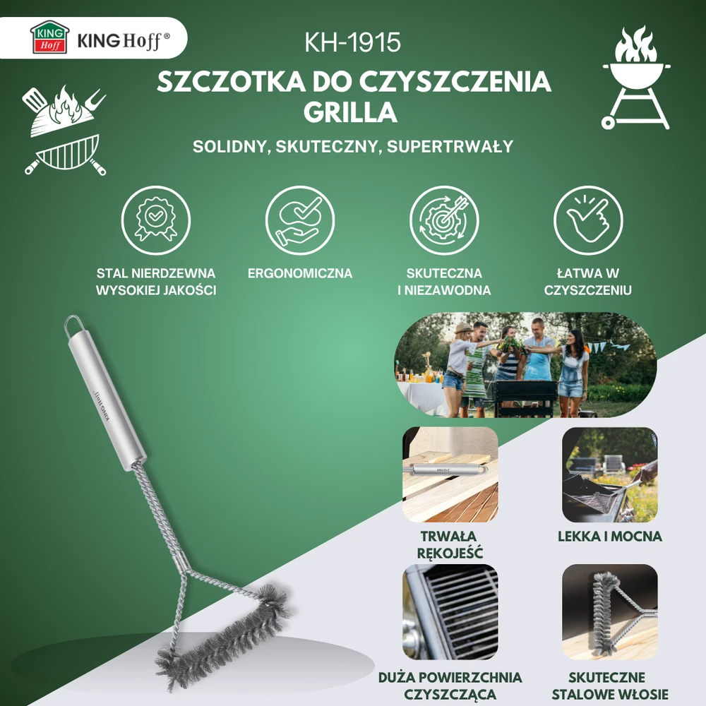 Szczotka Grilio valymo šepetys, 41,5 cm, nerūdijančio plieno, „Kinghoff“, kh-1915