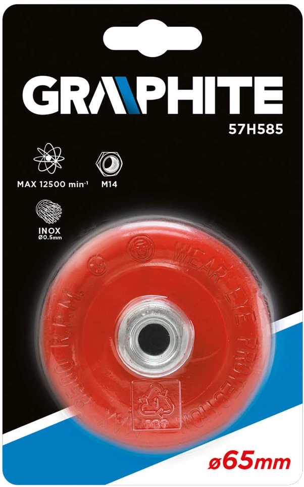 Szczotka Sutvirtintas vielinis šepetys Graphite 65mm M14 INOX - 57H585