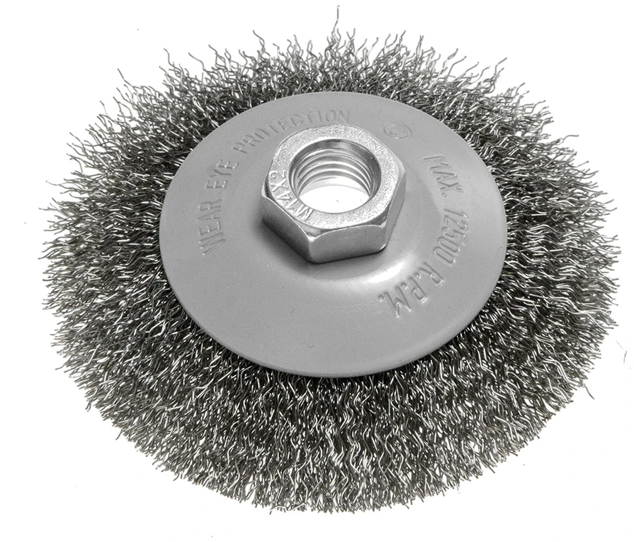 Szczotka Vielinis diskinis šepetys 100 mm, gofruota viela, plienas, M14