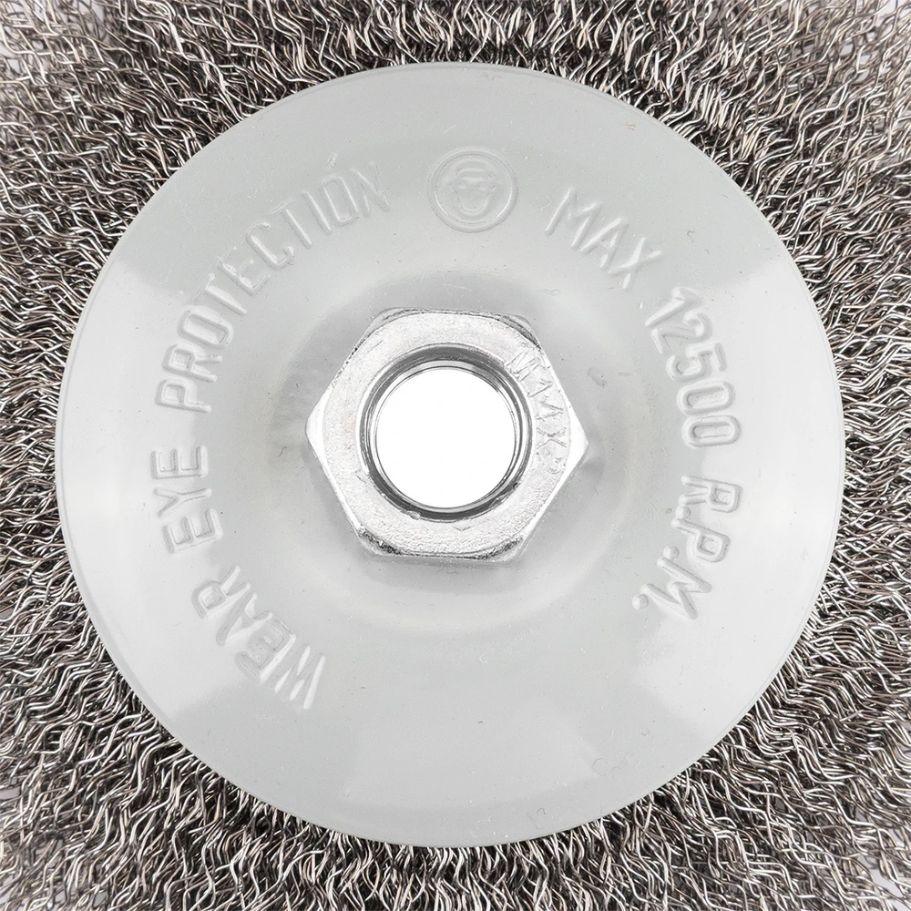Szczotka Vielinis diskinis šepetys 125 mm, gofruota viela, plienas, M14