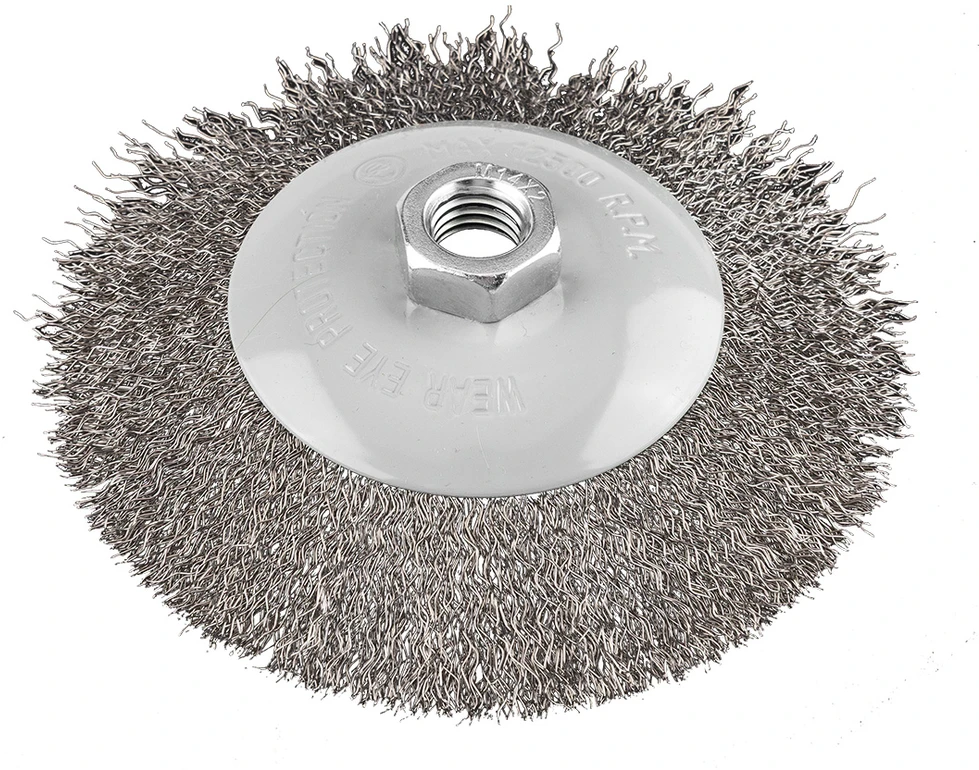 Szczotka Vielinis diskinis šepetys 125 mm, gofruota viela, plienas, M14