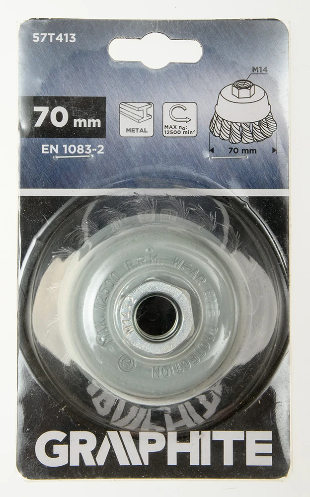 Szczotka Vielinis puodelio formos šepetys 70 mm, susukta viela, plienas, M14