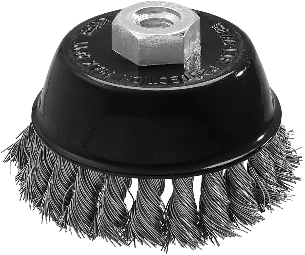 Szczotka Vielinis taurės formos šepetys 65 mm, susukta viela, INOX, M14