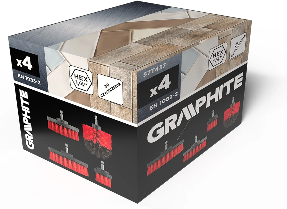 Graphite Szczotki Grąžtų valymo šepečiai, 4 vnt.