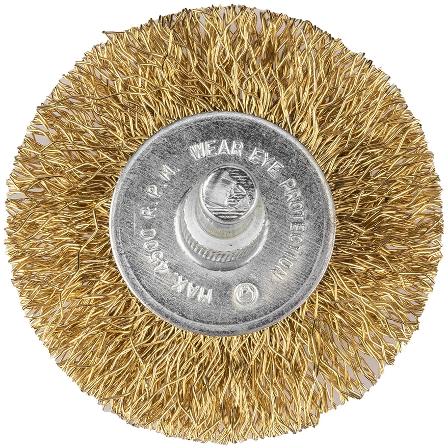 Szczotki Vieliniai diskiniai šepečiai, gofruota viela, padengti žalvariu, 25, 38, 50, 63, 75 mm, 5 vnt.