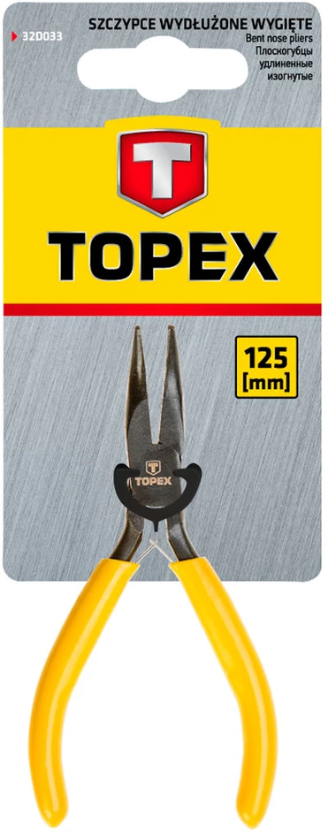 Szczypce Tikslios ilganosės replės, lenktos, 125 mm
