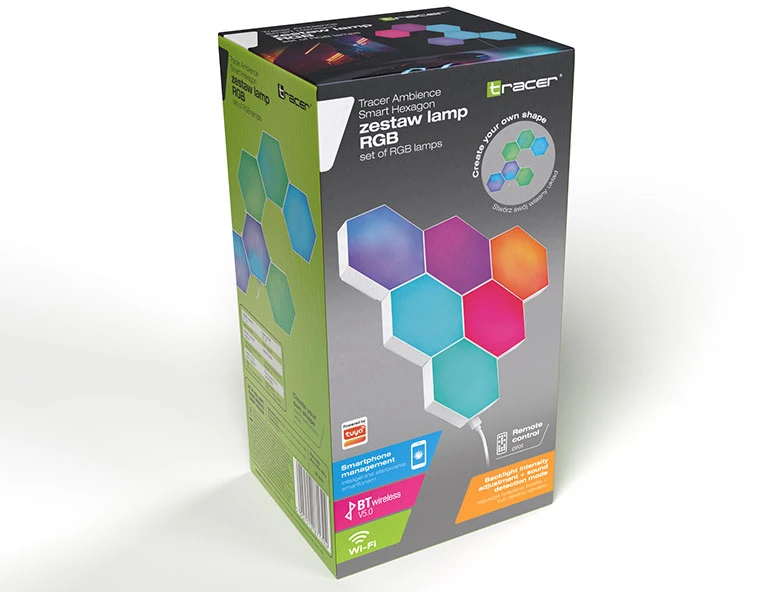 Tracer šešiakampės RGB Ambience lempos – Smart Hexagon