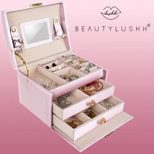 Beautylushh Rožinė PAPUOŠALŲ DĖŽUTĖ „Rožinis ROYAL"