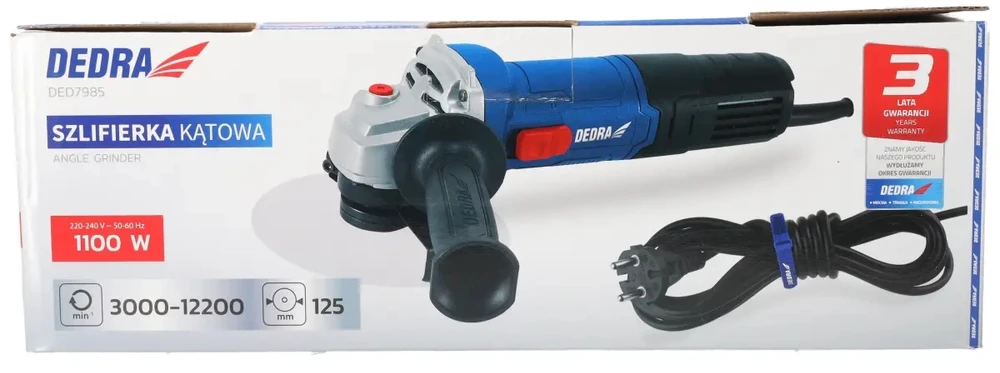 Dedra Šlifuoklis 125 mm 1100 W plonas kampinis šlifuoklis su greičio reguliatoriumi