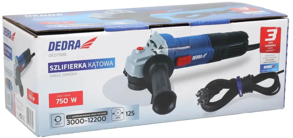Szlifierka Šlifuoklis 125 mm 750 W kampinis šlifuoklis su greičio reguliatoriumi