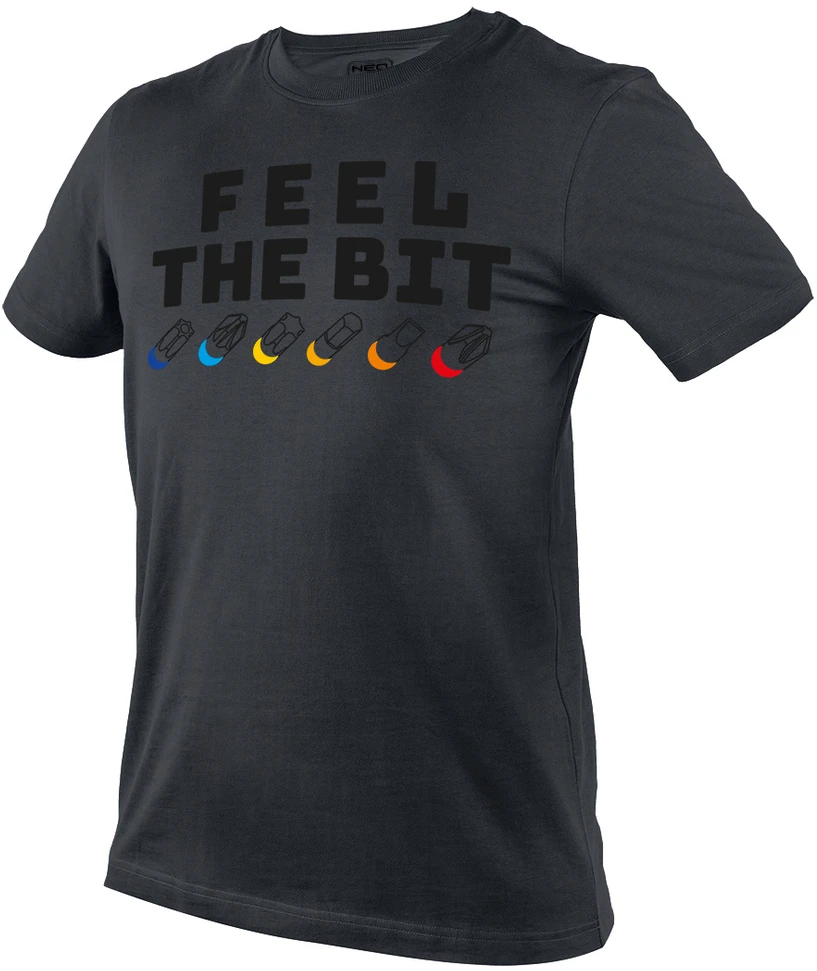 T Shirt Marškinėliai su spauda „FEEL THE BIT“, XL dydis