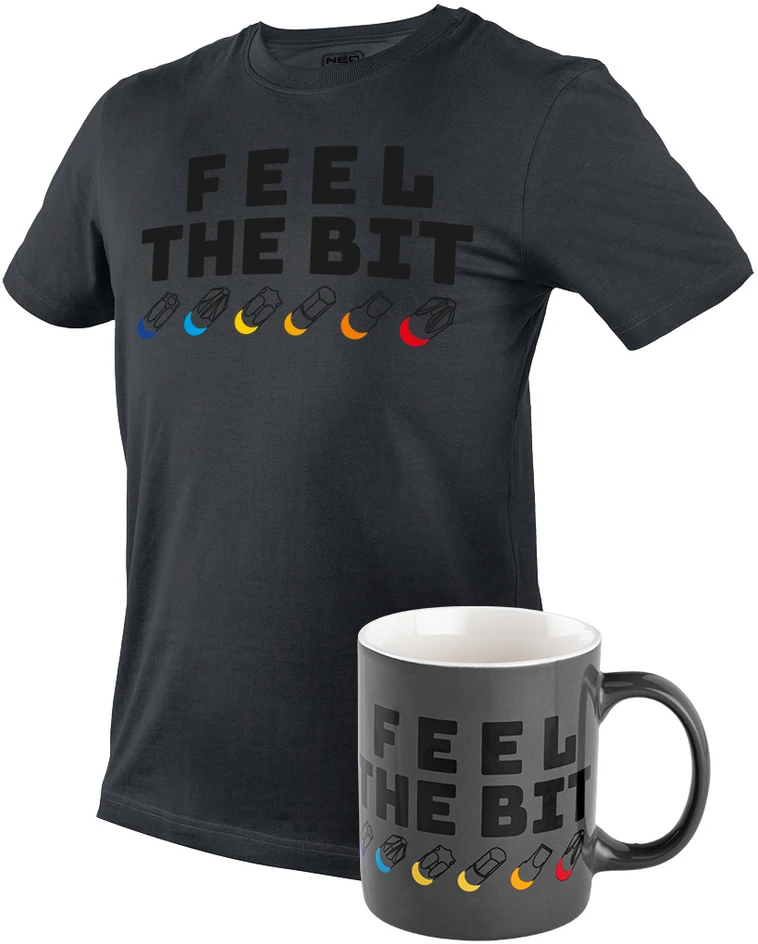 T Shirt Marškinėliai su spauda „FEEL THE BIT“, XL dydis