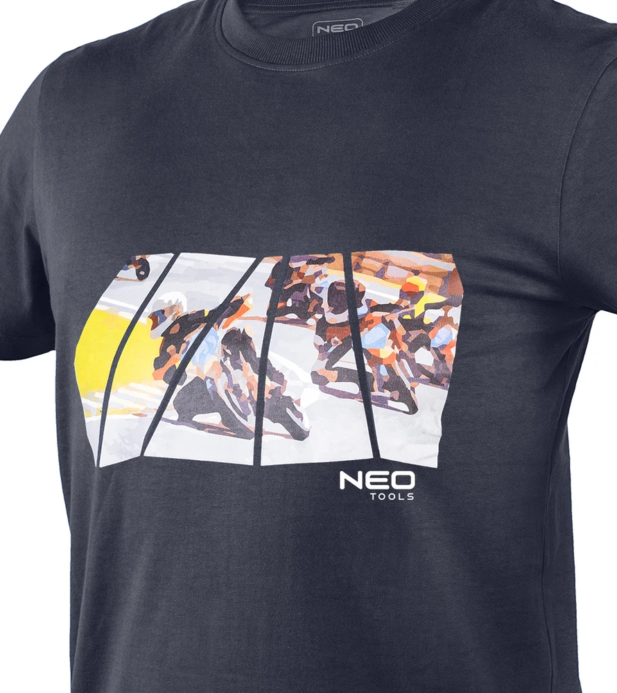 T Shirt Marškinėliai su spauda, ​​motociklo formos, L dydis