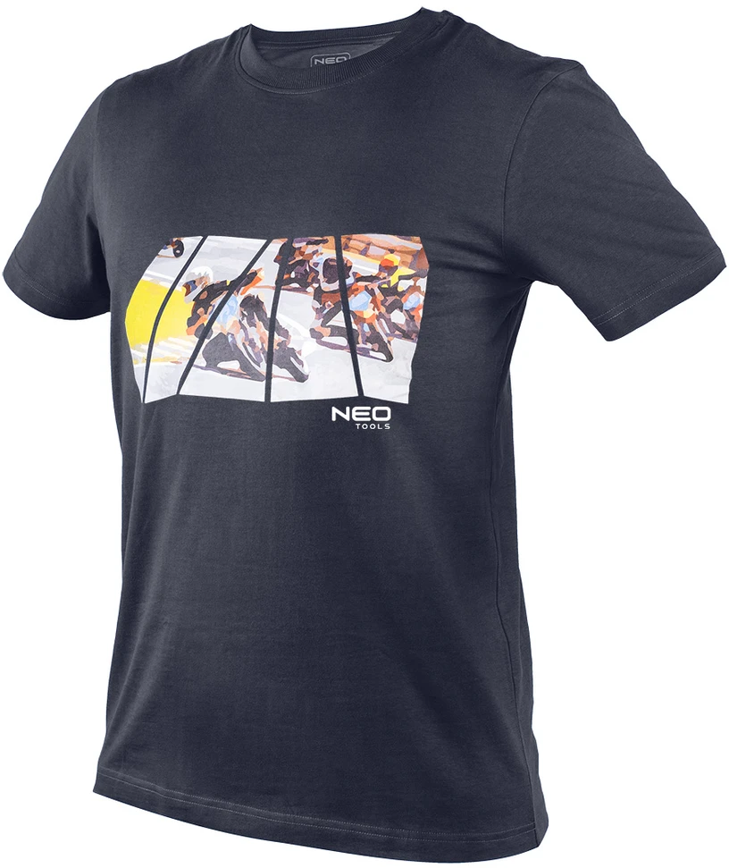 T Shirt Marškinėliai su spauda, ​​motociklo formos, L dydis
