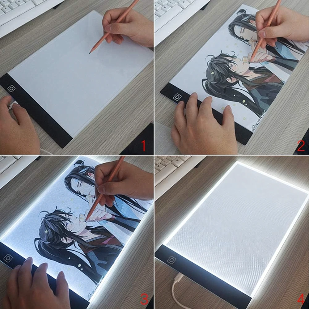 Tablet Planšetė A4 formato grafinės planšetės piešimo lenta LED piešimo kopijavimo bloknotas