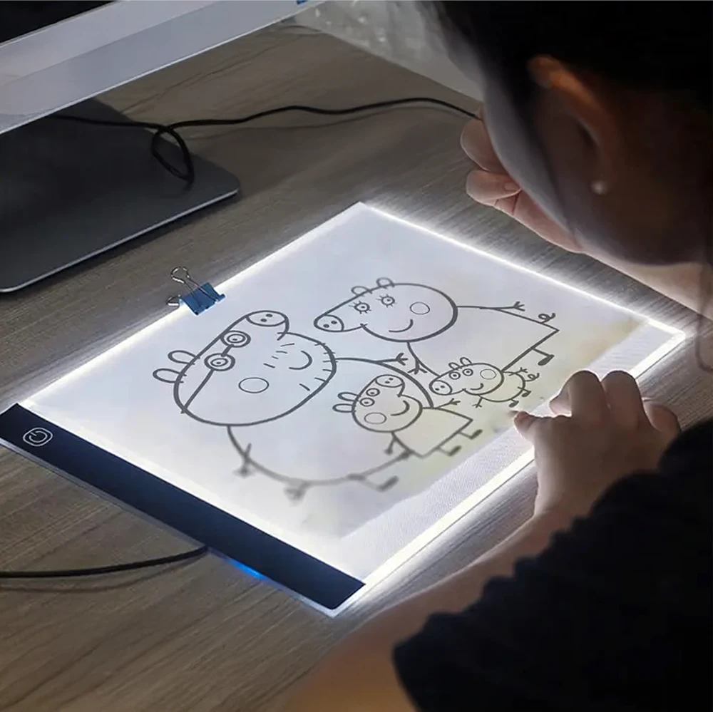 Tablet Planšetė A4 formato grafinės planšetės piešimo lenta LED piešimo kopijavimo bloknotas