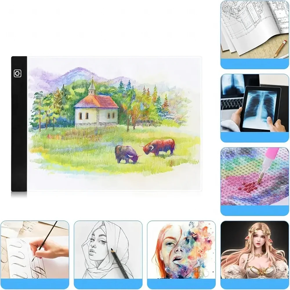 Tablet Planšetė A4 formato grafinės planšetės piešimo lenta LED piešimo kopijavimo bloknotas