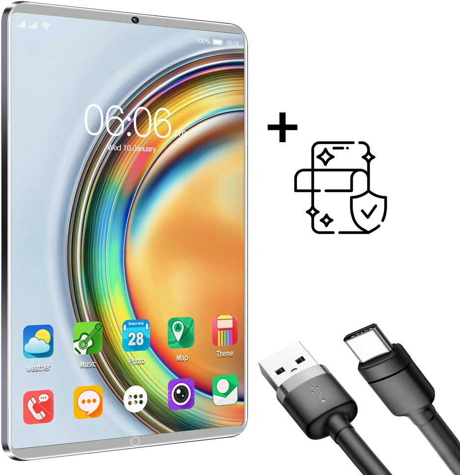 Tablet Planšetė Planšetė 4 GB + 64 GB „Android“ su „Wi-Fi“ „BT“ 10 colių, 500 mAh HD ekranas, 1280 * 800 SSD – ER1204