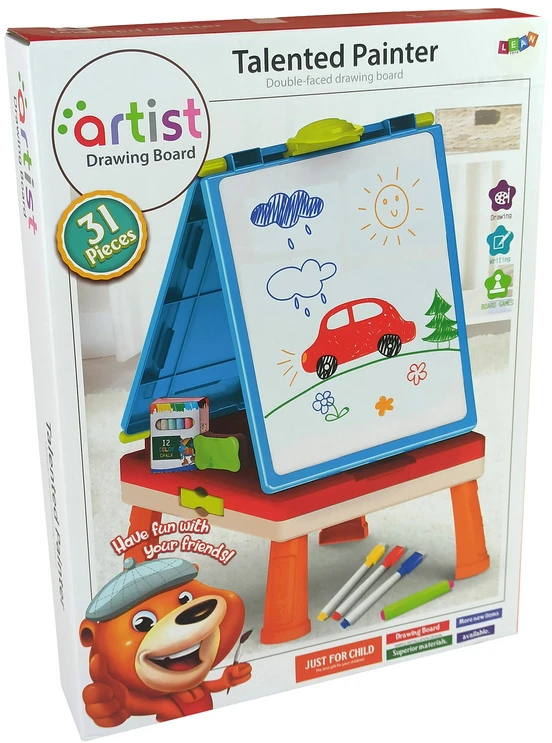 Magnetinė kreidos lenta Lean Toys Talented Painter su mėlynu žaidimų stalu