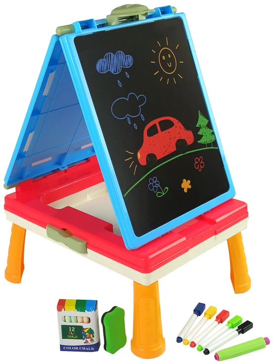 Magnetinė kreidos lenta Lean Toys Talented Painter su mėlynu žaidimų stalu