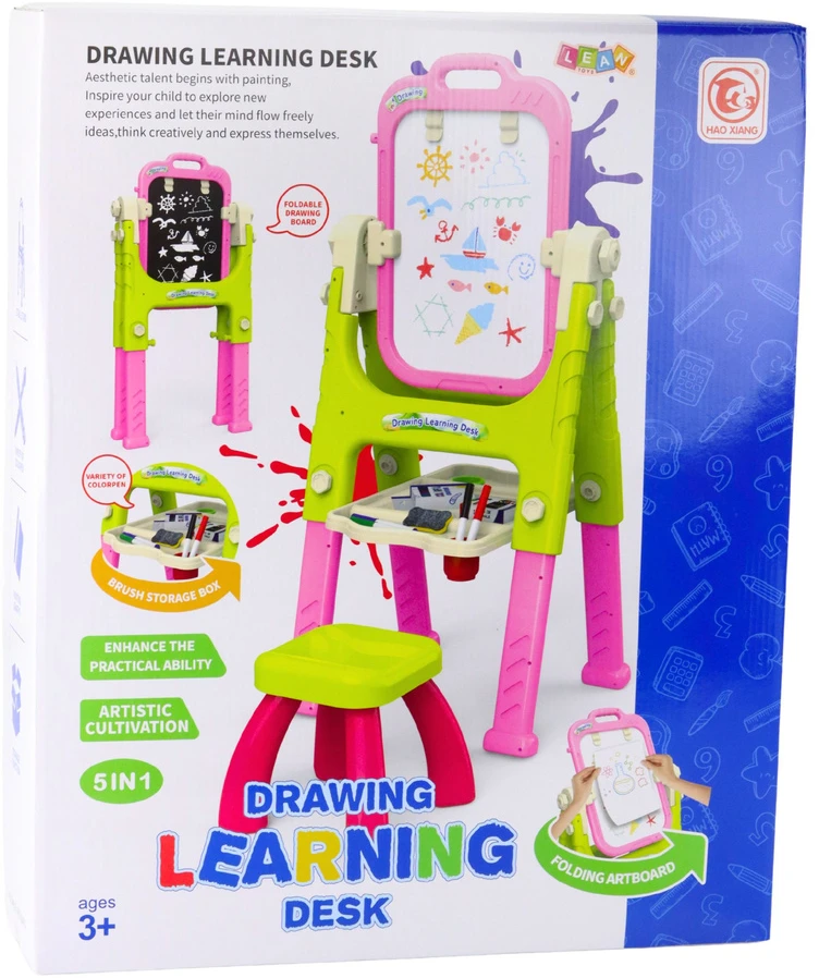 Lean Toys Daugiafunkcinis mokomasis stalas su lenta ir kėdute, 110x44x44 cm