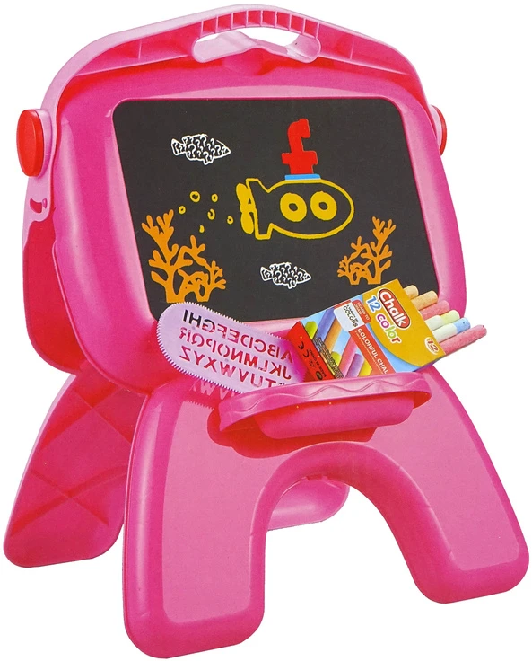 Lean Toys Dvipusė piešimo lenta su projektoriumu ir paveiksliukais