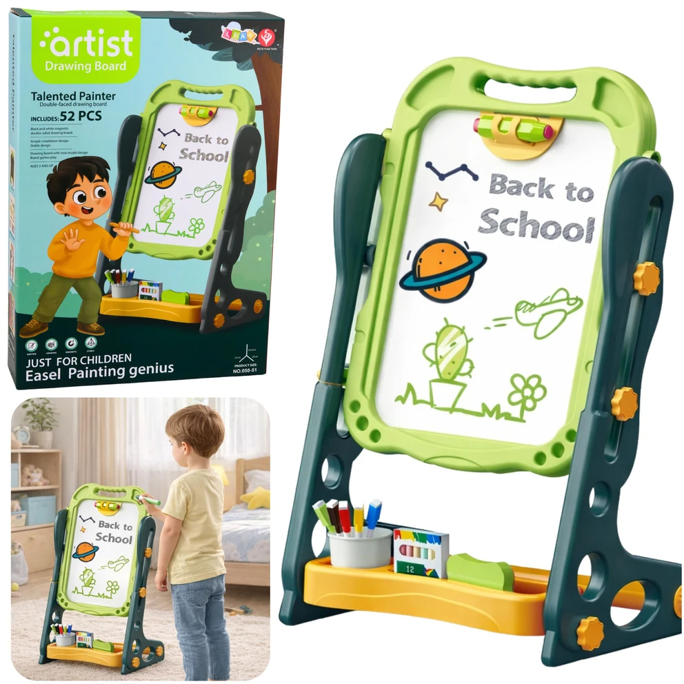 Lean Toys Dvipusė magnetinė lenta žalia 52 vnt.
