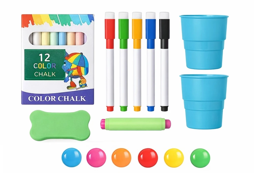 Lean Toys Dvipusė magnetinė lenta su stovu 48 vnt.