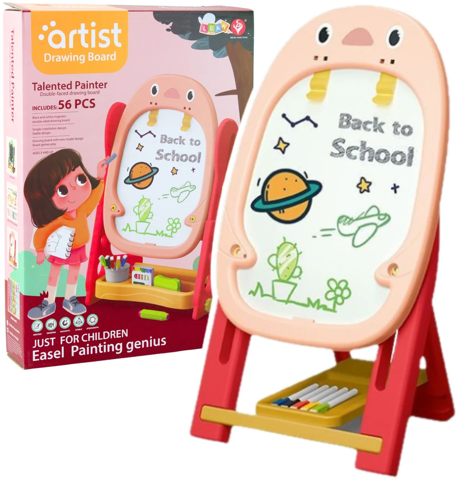 Lean Toys Dvipusė magnetinė lenta 67x37x25 cm su žaidimų rinkiniu, 56 vnt.